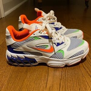Nike Womens Zoom Air Fire Sneakers - White, Orange, Blue, Green